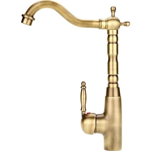 Antique Retro Style Solid Brass Kitchen Bathroom Basin Sink Faucet Hot & Cold Pipes Mixer Tap Torneiras De Cozinha