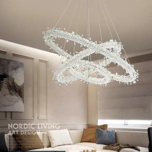 Modern ring crystal LED chandeliers decor for home kitchen bedroom dining living room foyer indoor lighting lamps free shipping