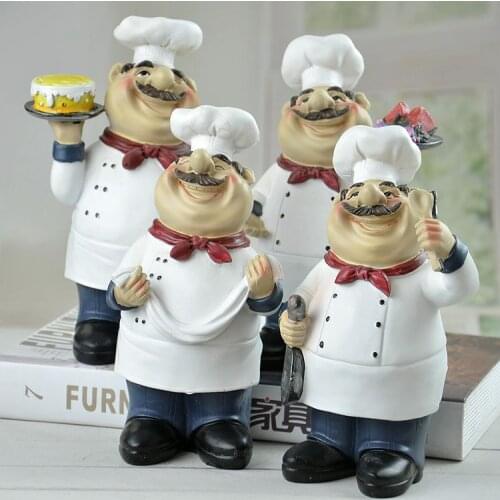 Figurine Cook Model Statue Resin Decorative Ornaments for Bakery Restaurant Bistro Cake Shop Decoration Gift Favor