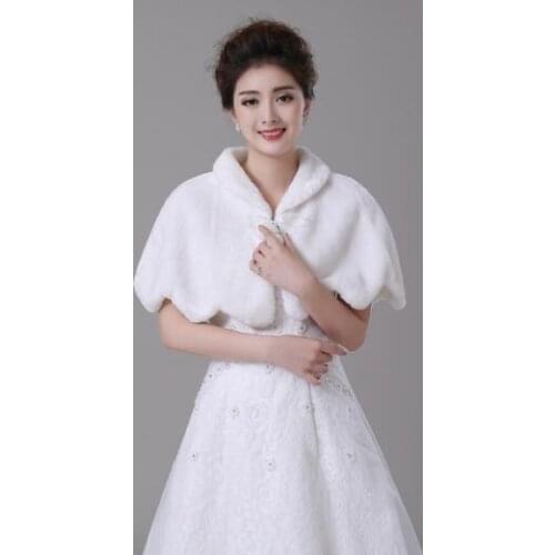 Bridal Shawl Elegance White/Ivory Faux Fur Wedding Dress Bolero Winter Warm Wrap Shrug Jacket