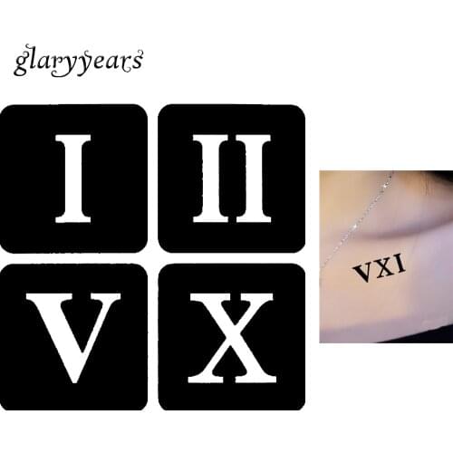 1 Piece Hollow Tattoo Stencil Henna Paste Drawing on Women Men Wrist Body Art Roman Numerals Pattern Mehndi Tattoo Template G107