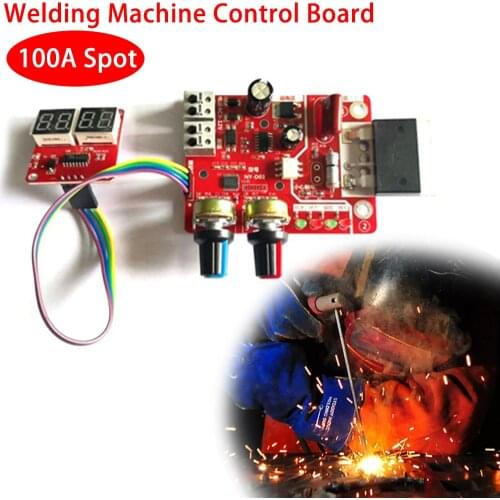 100A Spot Welding Time and Current Controller Digital Display Spot Welding Machine Control Panel Board Module Red Welders