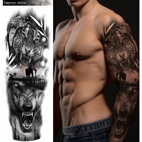Waterproof Temporary Tattoo Sticker Full Arm Large Size Arm Tatoo Flash Fake Tattoos Sleeve for Men Women Girl