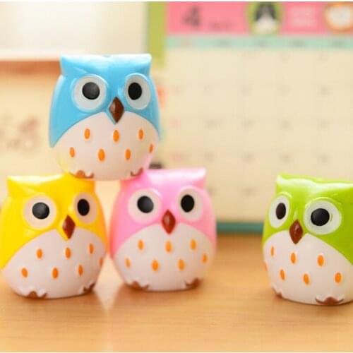 1pc 4 Color Cute Lovely Owl Plastic Pencil Sharpener Creative Stationery For School Kids Random Color Support Wholesale