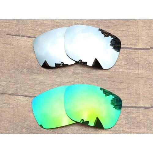 Vonxyz 2 Pairs Chrome Mirror & Jade Mirror Polarized Replacement Lenses for-Oakley TwoFace Frame