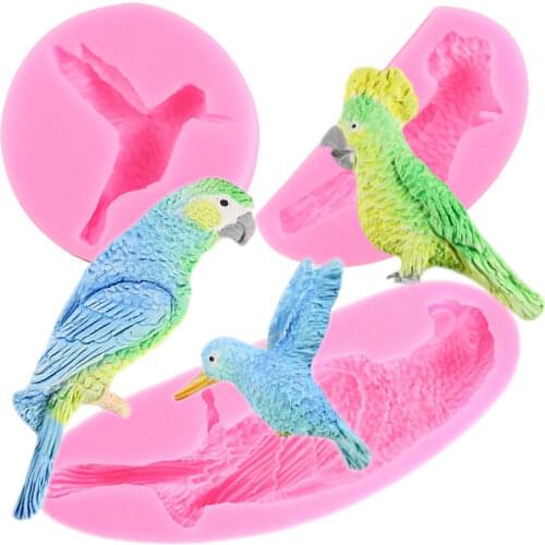 3D Birds Parrot Silicone Molds DIY Fondant Cake Decorating Tools Soap Candy Clay Cookie Baking Moulds Chocolate Gumpaste Mold