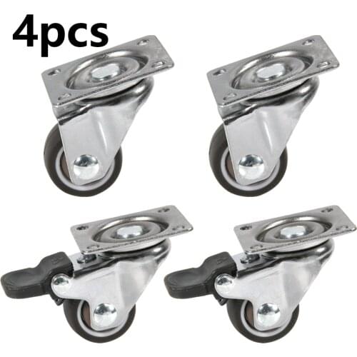 4pcs Furniture Casters Wheels Soft Rubber Swivel Caster Silver Roller Wheel for Platform Trolley Chair Caster