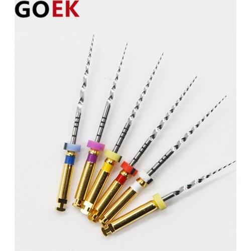 6pcs/box Dental Root Canal File Nickel-Titanium Flexible 19/21/25mm Machine Engine Use Endo Forming Files GOEK