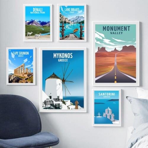 Italy Aegean Greece Tourism National Park Wall Art Canvas Painting Nordic Posters And Prints Wall Pictures For Living Room Decor