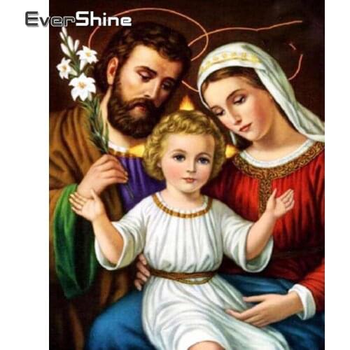 Evershine Diamond Painting With Square Stones Religion Rhinestones Diamond Embroidery Icons Diamond Mosaic Sale Family Beadwork