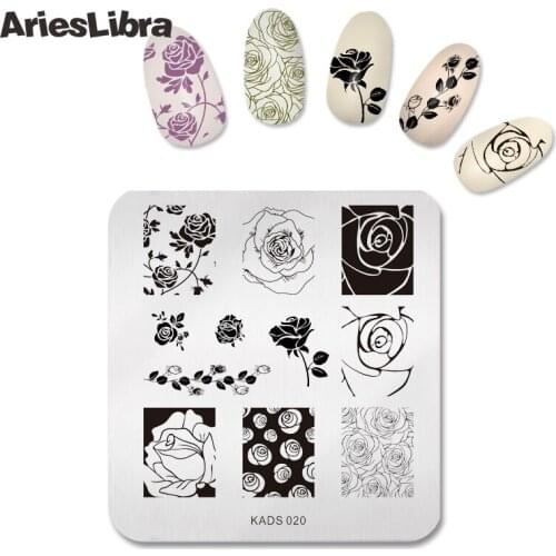 AriesLibra Nail Art Stamping Plates rose Pattern Nail Template Nails Tool for Stencil Plate Manicure DIY Nail art Stencils