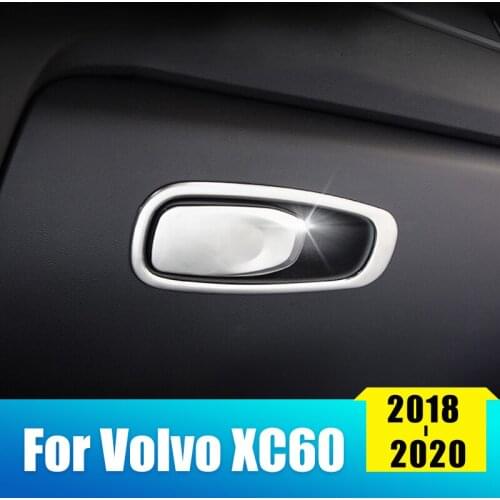 Stainless Steel Car Co-pilot Storage Box Handle Decoration Sticker For Volvo XC60 2018 2019 2020 Handle Bowl Cover Accessories