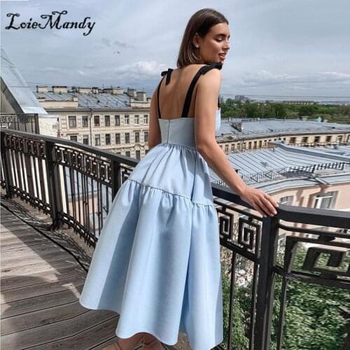 Brilliant Baby Blue Short Prom Dresses 2021 Sexy Spaghetti Straps Dress Woman Party Night Tea Length Cocktail Vestidos de gala