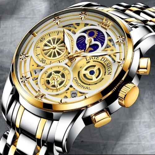 LIGE Men Watches Top Luxury Brand All Steel Waterproof Sport Quartz Watch Men Fashion Date Clock Chronograph Relogio Masculino