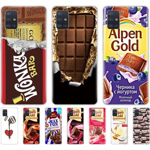 Silicon cover case for samsung galaxy A51 A31 A41 A71 A01 A81 A91 A30S A20S A50S M30S M40S alenka bar wonka chocolate nutella