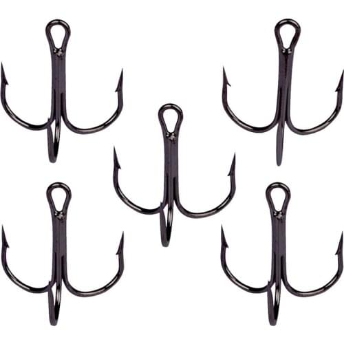 Black 100pcs/pack Origin three anchors treble hook triple hook without feather naked barbed hook pike fishing tackle