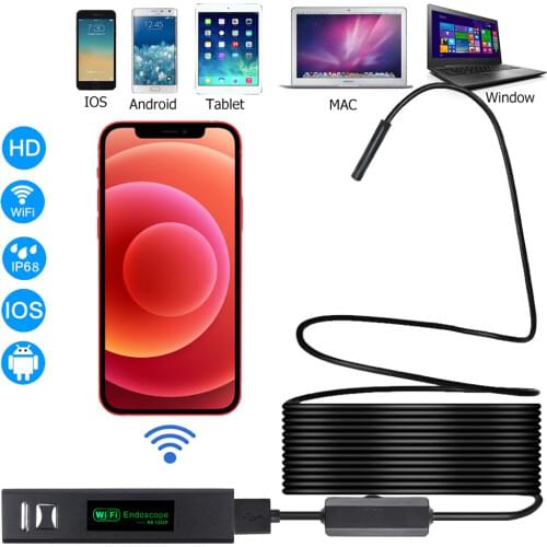 Endoscope Camera for Iphone IOS&Android endoscope wi fi ,Sewer & Car Inspection IP67 Waterproof mini camera HD 1200P