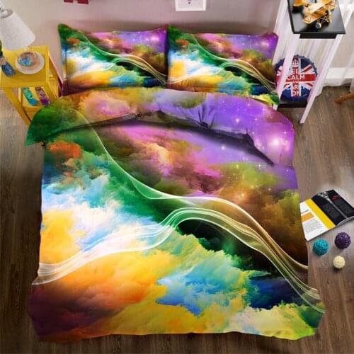 4/6pcs bedding set 3D Green Nebula duvet cover set bedsheet pillowcase US size super King size