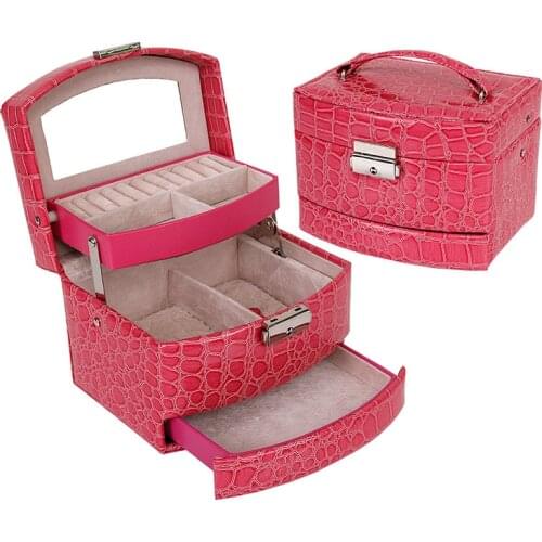 Makeup Organizer Box Leather Three layers Make -Up jewelry Storage Container Case Box Desktop Women Portable Beauty Cosmetic box