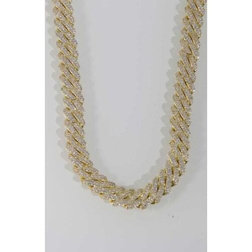 12mm white gold iced CUBAN CHAIN NECKLACE CZ prong CUBAN CHAIN