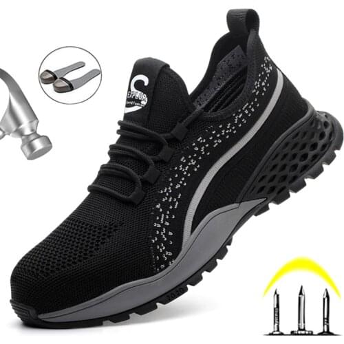 Lightweight Safety Shoes Men Work Shoes Steel Toe Shoes Safety Boots Anti-puncture Work Boots Breathable Work Sneakers Men Boots