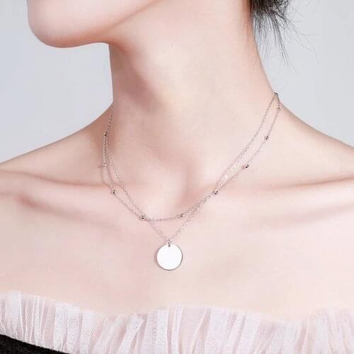 925 Sterling Silver Double Layer Tassel Round Bead Charm Necklace For Women Creative Pendant Elegant Party Jewelry dz683