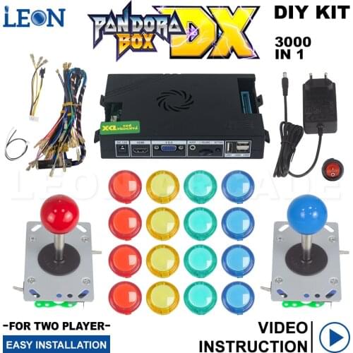 Kit Bartop Pandora Box DX 3000 Game In 1 Diy Kit For 2 Player Games Arcade Zippy Joystick 30mm Transparent Sanwa Button HD 720P