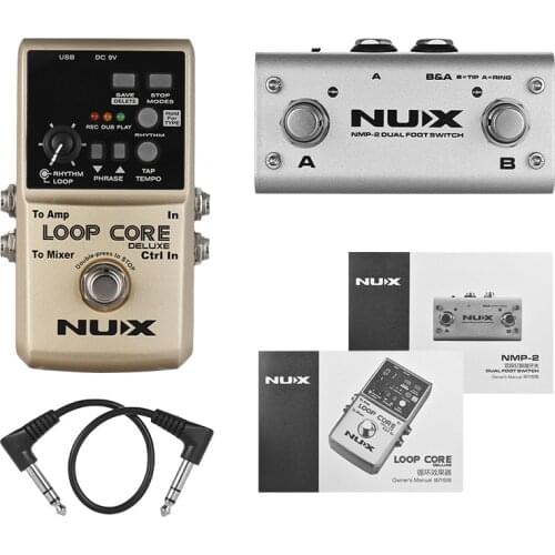 NUX Loop Core Deluxe Guitar Effects Pedal Loop Station 8 Hours Looping Time Built-in Drum Patterns with Pedal Switch True Bypass