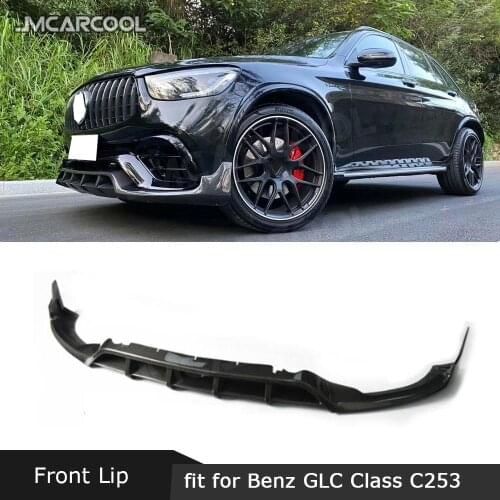 Carbon Fiber Front Lip Spoiler Shovel for Benz GLC Class Coupe W253 GLC63 Original Bumper 2016 - 2019 FRP Head Extension Chin