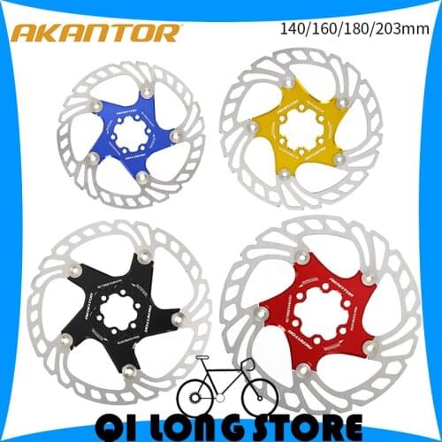 AKANTOR MTB floating disc stainless steel brake disc aluminum alloy bracket six nail disc rotor bicycle disc 140/160/180/203mm