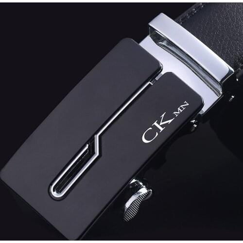 CKMN Brand Mens Genuine Leather Strap High Quality Leather Belt For Men Fashion Automatic Buckle Black Leather Belts For Men