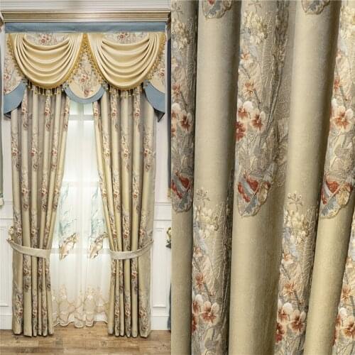 Customized jacquard luxury villa embroidered blackout curtains for living room bedroom kitchen high quality luxury curtains