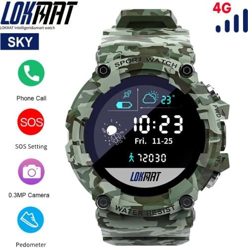 LOKMAT SKY Smart Watch Men 4G Full Netcom SOS One-Key Call 0.3MP Camera Smartwatches 3-Meter Waterproof Sports Watch