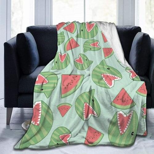 Watermelon Shark Blankets for Girls Super Soft Plush Flannel Fleece Throw Blanket,Warm Plush Couch Sofa Bed Blanket