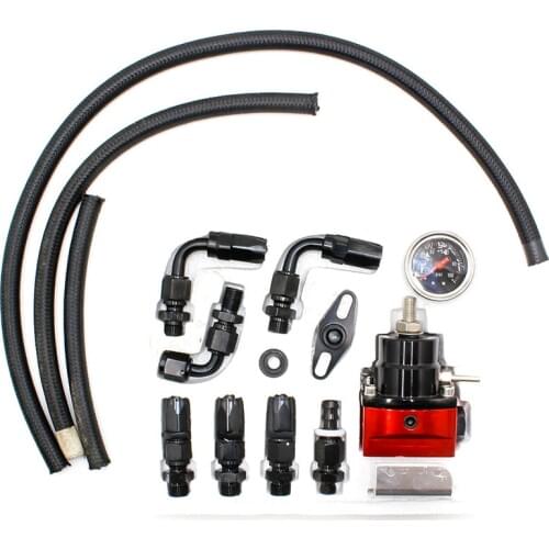 Universal Adjustable Fuel Pressure Regulator Kit Oil 0-100psi Gauge Universal Black-6AN Fit Oil cooler kit TT101012