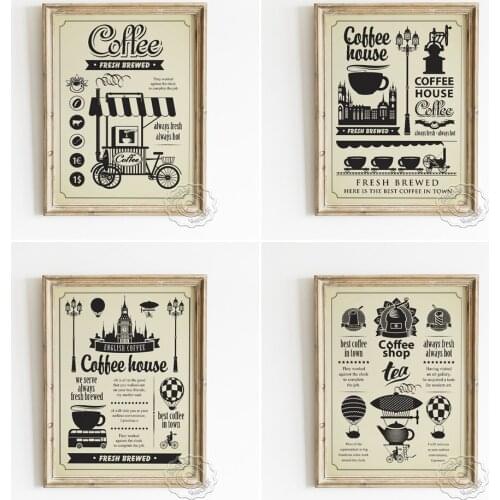 Coffee House Vintage Advertising Poster, Fresh Brewed Publicity Art Prints, Tea And Coffee Shop Illustration Wall Decor Picture