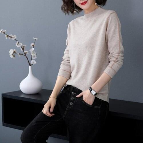 XJXKS 2020 spring new loose plus size women sweater high quality comfortable 100% pure wool knitted sweater women pullover