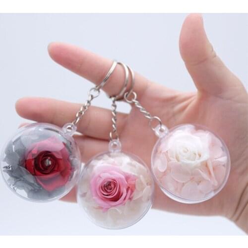 Mini Car Rose Pendant Auto Decorative Key Chain Hanging Flower Wedding Party Gift