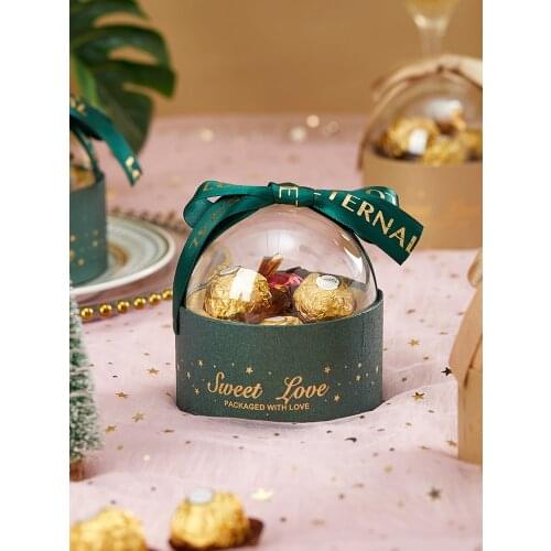 10Pcs/Lot Acrylic Transparent Round Candy Box Creative Christmas Wedding Chocolate Package Gift Boxes Party Decor Supplies