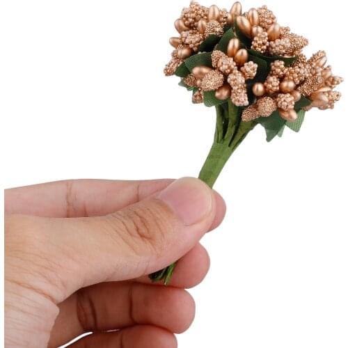 144 pcs/bag Artificial Flowers DIY Wedding Candy Box Packing Accessories Multicolor Berry Flower Stamens Christmas Garland Decor