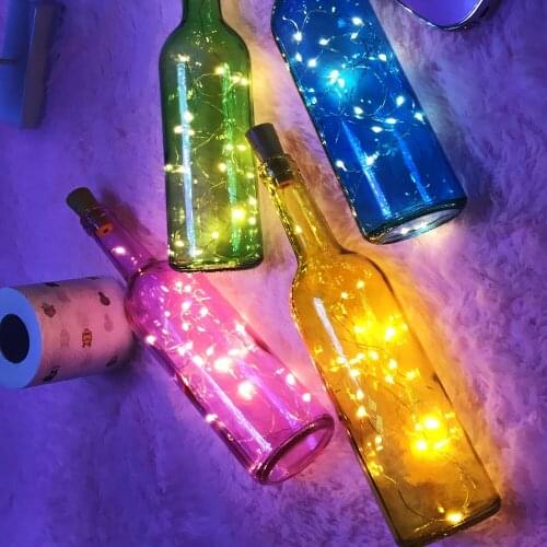 2M LED Wine Bottle Copper Wire String Lights Cold Light Source Glow Luminous Glass Craft Bottle Fairy Lights Party Home Decor