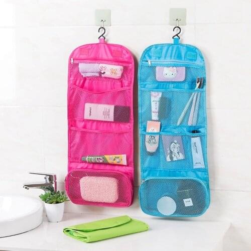 2020 Travel Cosmetic Bag Solid Makeup Bag Hook Toiletry Case Wash Organizer Storage Hanging Pouch