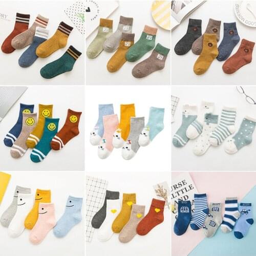 5 Pairs/Lot 1-6 Yrs Cute Cartoon Baby Girls Boys Socks Soft Cotton Knitted Children Socks Casual Sport Infant Toddler Socks