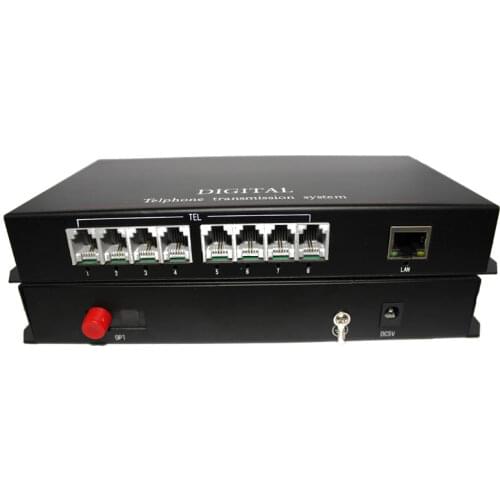8-way Digital Telephone Transmission System RJ11 LAN Optical switch Optical single-fiber single-mode fiber 20 km PCM voice FC