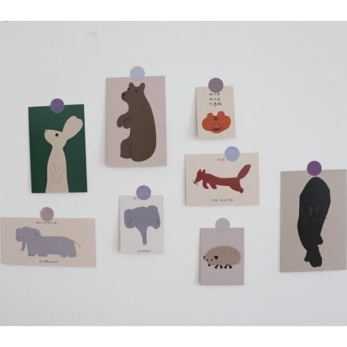 9 Sheets Cartoon Animal Decoration Card Diy Collocation Background Wall Sticker Postcard Small Poster Greeting Cards Photo Props