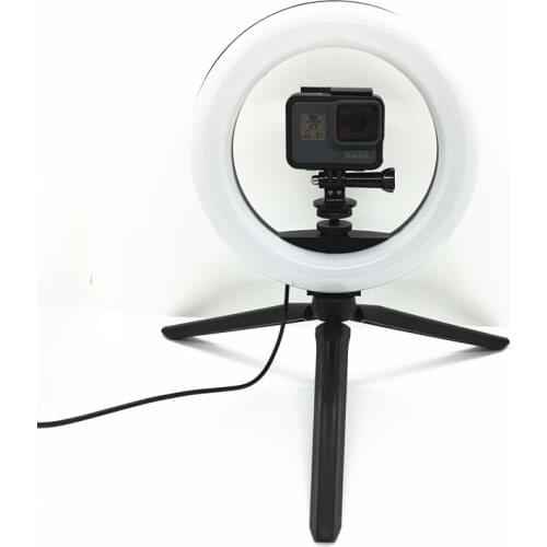 Anordsem For Gopro Fill Light 8inch Dimmable Camera Phone Ring Lamp With Stand Tripod for Gopro Hero 7 6 5 4 3 for XiaomiYI DJI