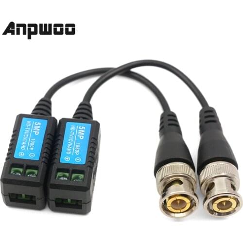 ANPWOO 1 Pair HD 1080P Video Balun Twisted Pair Transmitter Connecter Video Baluns 1 Channel For HD-TVI/CVI/AHD