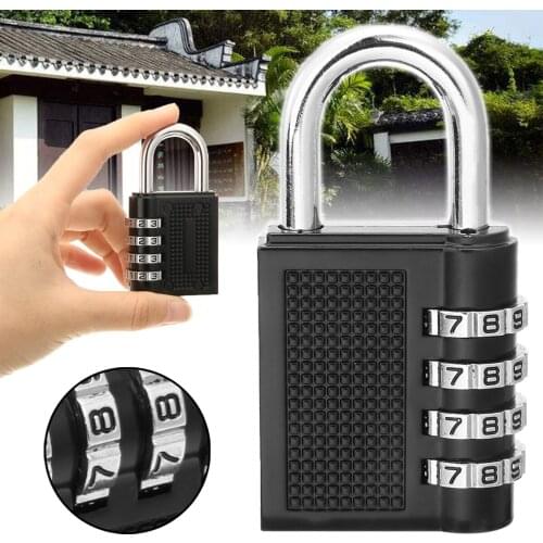 Digit 80*43*14mm Heavy Duty 4 Dial Combination Lock Weatherproof Security Padlock Outdoor Gym Safely Code Lock Black