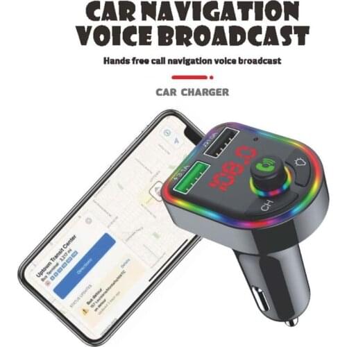 50LC Colorful Car MP3 Player Bluetooth 5.0 FM Transmitter Dual USB Port Charger Suitable for Phone GPS