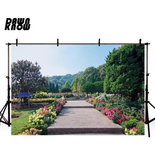 DAWNKNOW Flower Tree Park Photography Background Scenic Photocall Wedding Photo Studio Children Photographic Backdrop lv1600